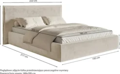Łóżko tapicerowane 180x200 cm Softie z pojemnikiem jasnoszare welur hydrofobowy stelaż metalowy