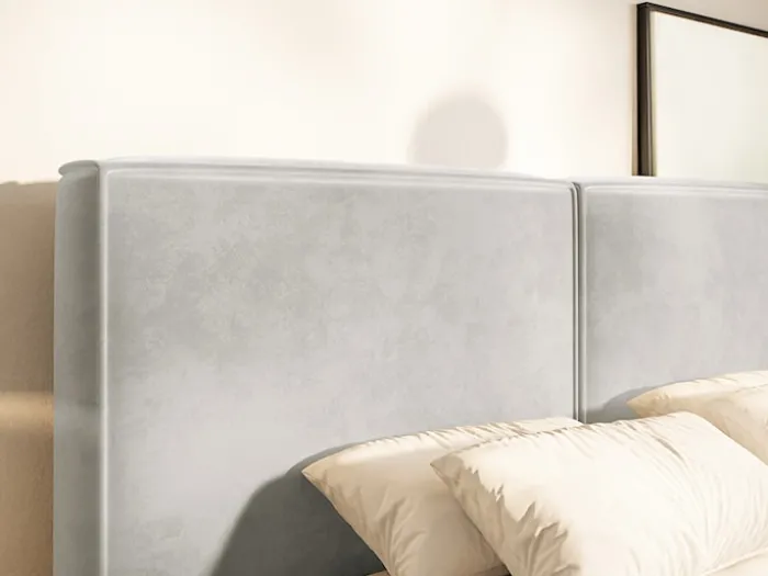 Łóżko tapicerowane 200x200 cm Tilves z pojemnikiem stelaż metalowy szarobeżowe welur