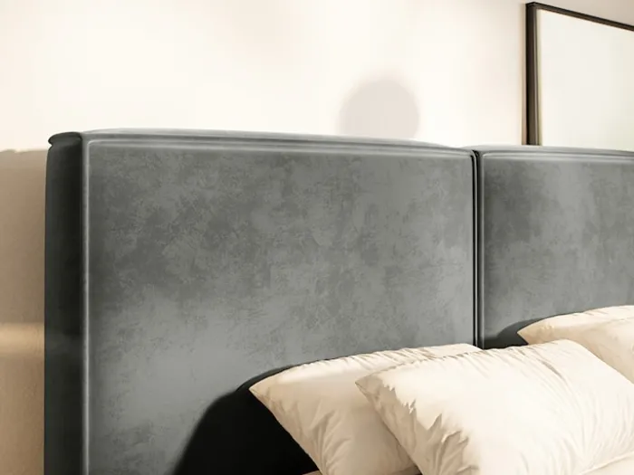 Łóżko tapicerowane 200x200 cm Tilves z pojemnikiem stelaż metalowy szare welur