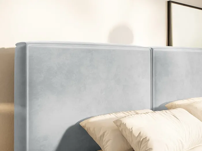 Łóżko tapicerowane 200x200 cm Tilves z pojemnikiem stelaż metalowy jasnoszare welur