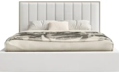 Łóżko tapicerowane 140x200 cm Togents białe welur hydrofobowy