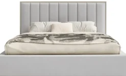 Łóżko tapicerowane 140x200 cm Togents z pojemnikiem stelaż metalowy jasnoszare welur hydrofobowy