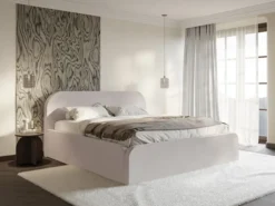 Łóżko tapicerowane 180x200 cm Umike szarobeżowe welur hydrofobowy