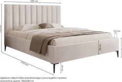 Łóżko tapicerowane 160x200 cm Veloro z pojemnikiem jasnoszare welur stelaż metalowy na wysokich nóżkach