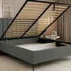 Łóżko tapicerowane 160x200 cm Veloro z pojemnikiem ciemnoszare welur stelaż metalowy na wysokich nóżkach