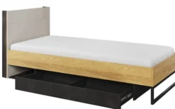 Łóżko Teen Flex z szufladą 90 cm Hikora naturalna / silk flou / raw steel