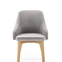 Krzesło tapicerowane Berlas szary velvet - dąb miodowy