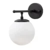 Lampa ścienna Blunces czarna/ mleczny klosz