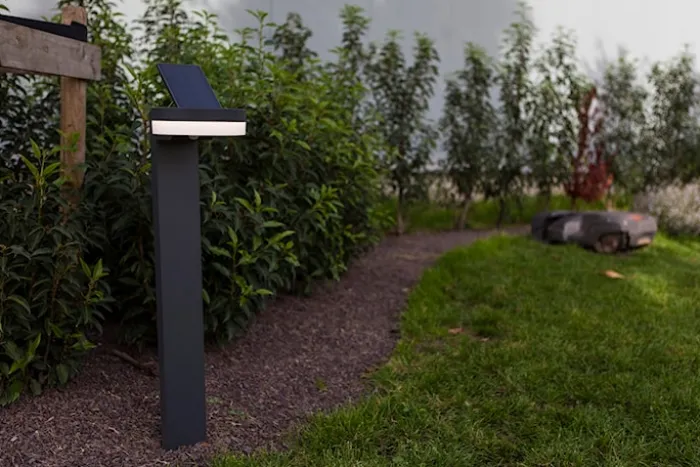 Lampa ogrodowa Runda LED solarna biało-szara