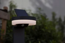 Lampa ogrodowa Runda LED solarna biało-szara
