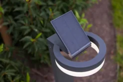 Lampa ogrodowa Runda LED solarna biało-szara