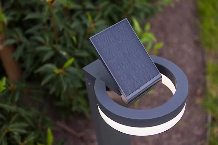 Lampa ogrodowa Runda LED solarna biało-szara