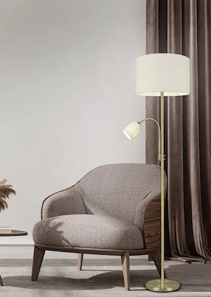 Lampa podłogowa Hotel x2 beżowo-złota