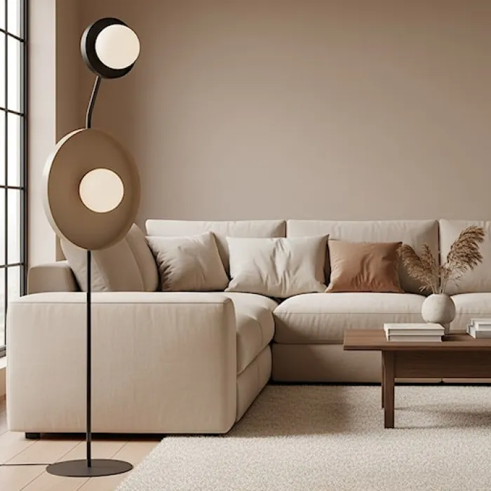 Lampa podłogowa Kiss x2 mokka na czarnym stelażu