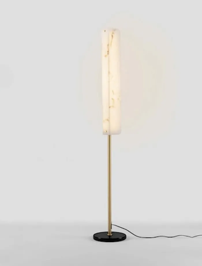 Lampa podłogowa Litivently LED złota marmurowa