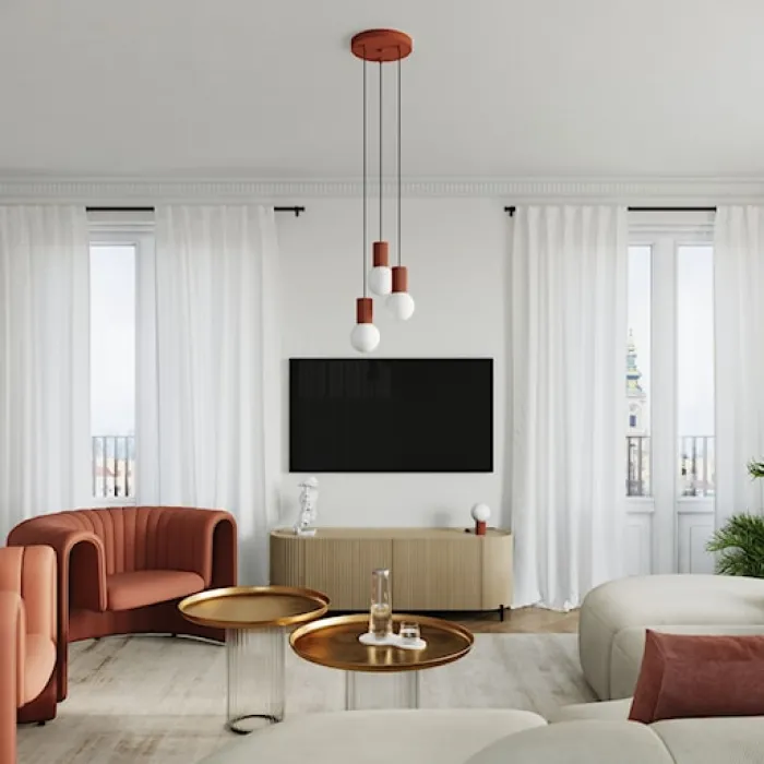 Lampa stołowa Halo ochra czerwona