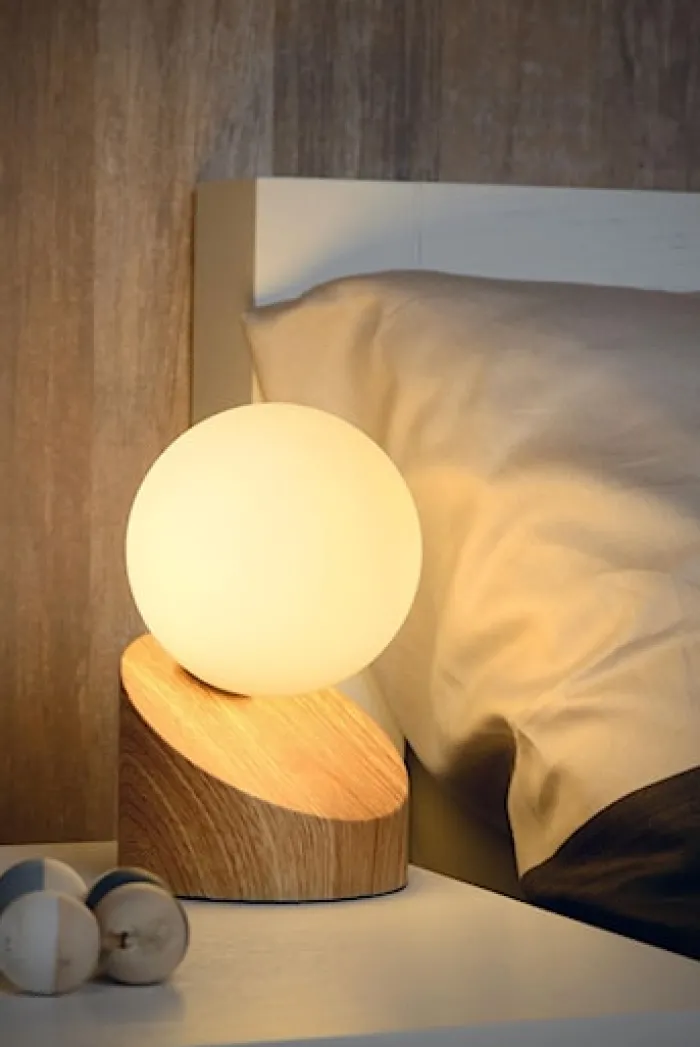 Lampa stołowa Len jasnobrązowa podstawa