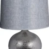 Lampa stołowa Mourvalle srebrna z szarym abażurem