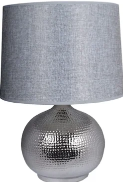 Lampa stołowa Mourvalle srebrna z szarym abażurem