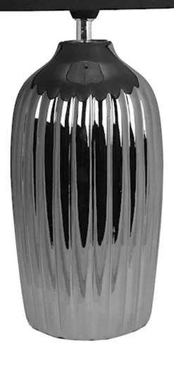 Lampa stołowa Oliney srebrna z czarnym abażurem