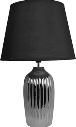 Lampa stołowa Oliney srebrna z czarnym abażurem