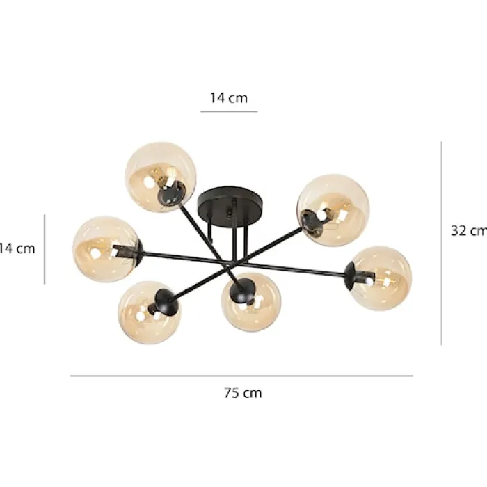 Lampa sufitowa Minturno miodowa x6