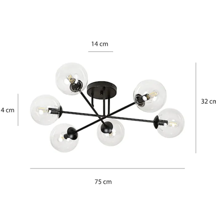 Lampa sufitowa Minturno transparentna x6