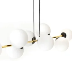 Lampa wisząca Bestalles czarno-złota z białymi kloszami x8