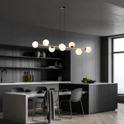 Lampa wisząca Bestalles czarno-złota z białymi kloszami x8