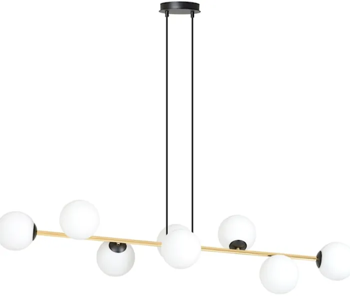 Lampa wisząca Bestalles czarno-złota z białymi kloszami x8