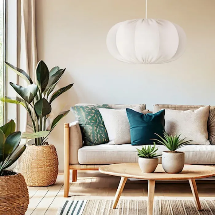 Lampa wisząca Cafee średnica 52 cm latte z czarną podstawą