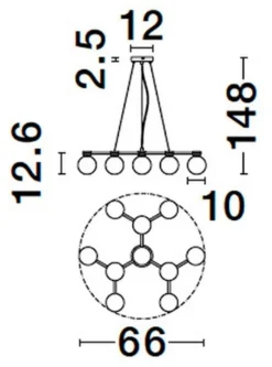 Lampa wisząca Devorie x10 czarno-złota