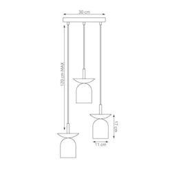 Lampa wisząca Ego x3 czarny/ciepły szary na okrągłej podsufitce