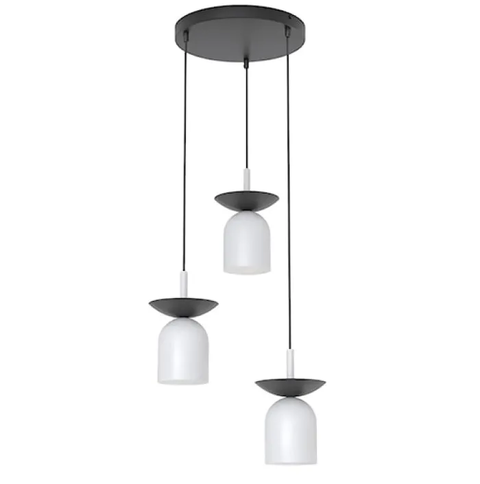 Lampa wisząca Ego x3 czarny/ciepły szary na okrągłej podsufitce