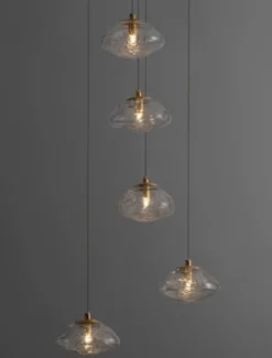 Lampa wisząca Elanke x5 na okrągłej podsufitce złota
