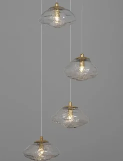Lampa wisząca Elanke x5 na okrągłej podsufitce złota