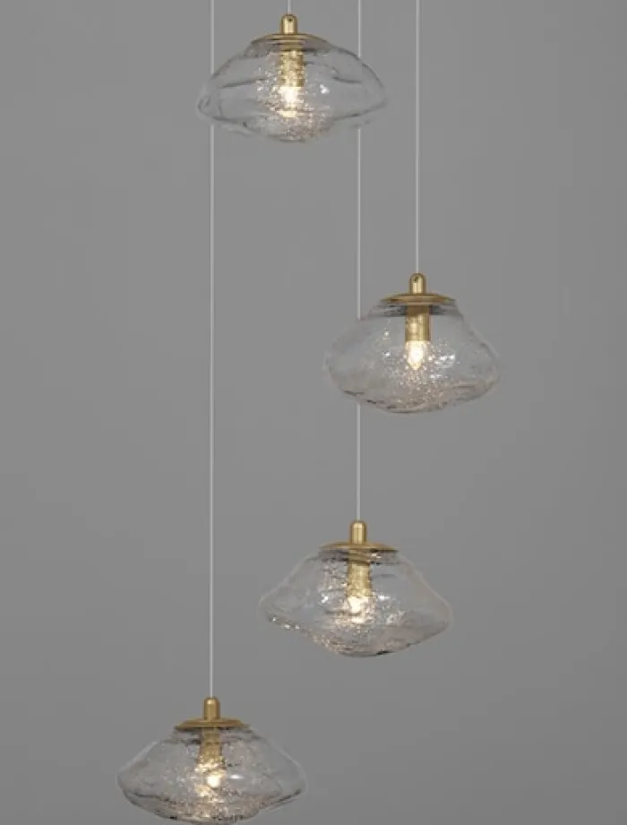 Lampa wisząca Elanke x5 na okrągłej podsufitce złota