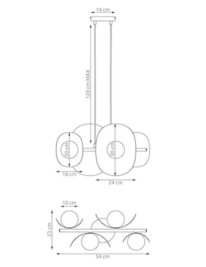 Lampa wisząca Elementi x4 ciepły szary