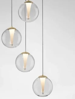 Lampa wisząca Eviline LED x4 na okrągłej podsufitce złota