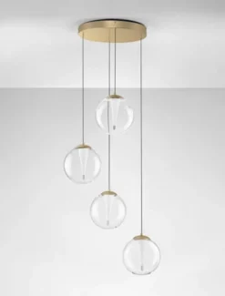 Lampa wisząca Eviline LED x4 na okrągłej podsufitce złota