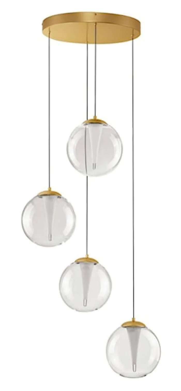Lampa wisząca Eviline LED x4 na okrągłej podsufitce złota