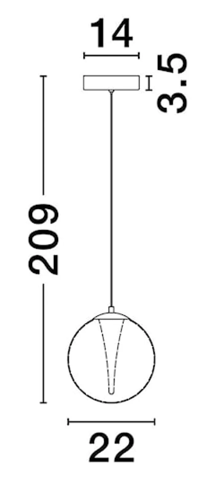 Lampa wisząca Eviline LED x1 złota