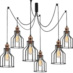 Lampa wisząca Franklog x6 żyrandol czarna