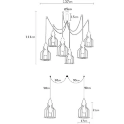 Lampa wisząca Franklog x6 żyrandol czarna
