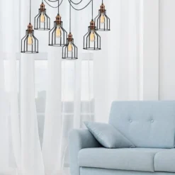 Lampa wisząca Franklog x6 żyrandol czarna