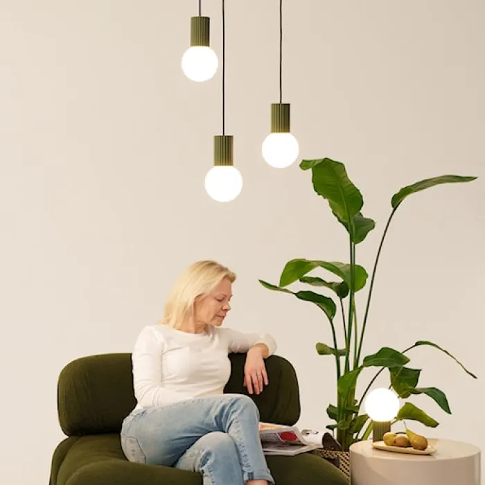 Lampa wisząca Halo 3P zielona oliwka