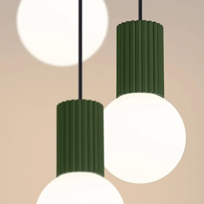 Lampa wisząca Halo 3P zielona oliwka