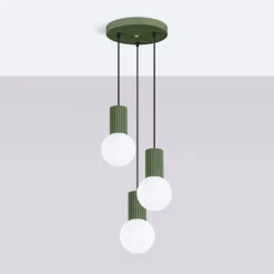 Lampa wisząca Halo 3P zielona oliwka