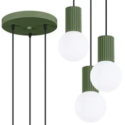 Lampa wisząca Halo 3P zielona oliwka