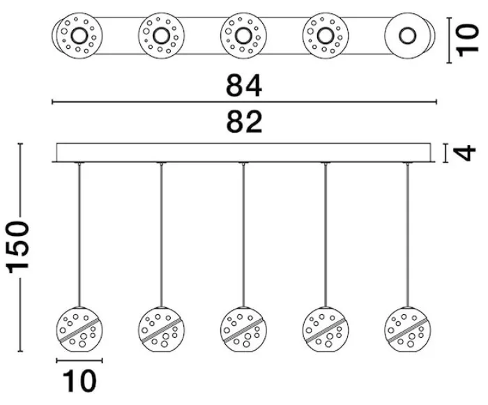 Lampa wisząca Holitt LED x5 złota